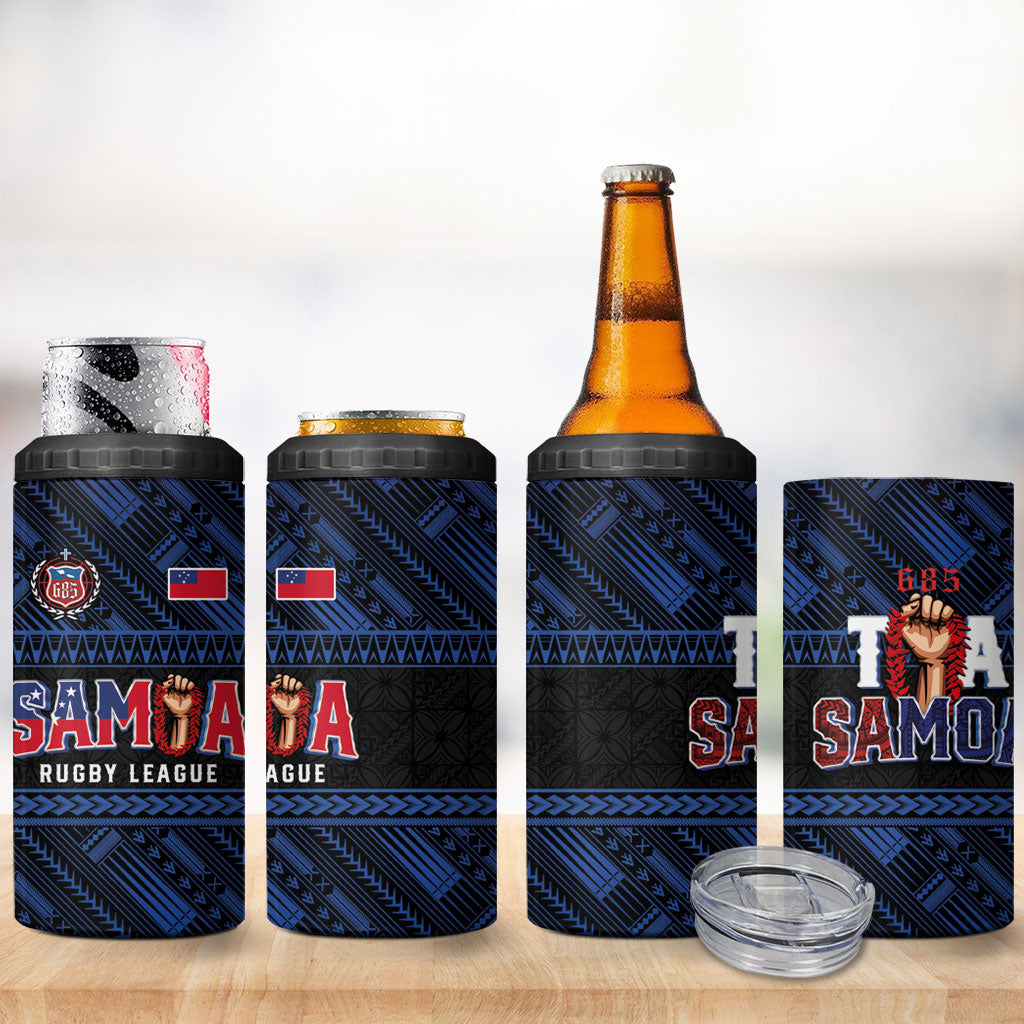Toa Samoa Rugby 4 in 1 Can Cooler Tumbler Siva Tau - Samoan Warriors Pacific Pattern LT03 - Polynesian Pride