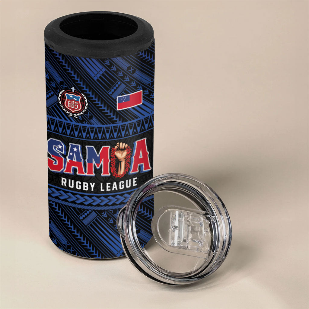 Toa Samoa Rugby 4 in 1 Can Cooler Tumbler Siva Tau - Samoan Warriors Pacific Pattern LT03 - Polynesian Pride