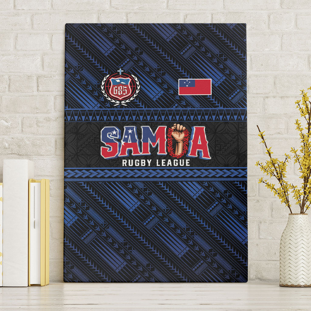 Toa Samoa Rugby Canvas Wall Art Siva Tau - Samoan Warriors Pacific Pattern LT03 Without Frame Navy - Polynesian Pride