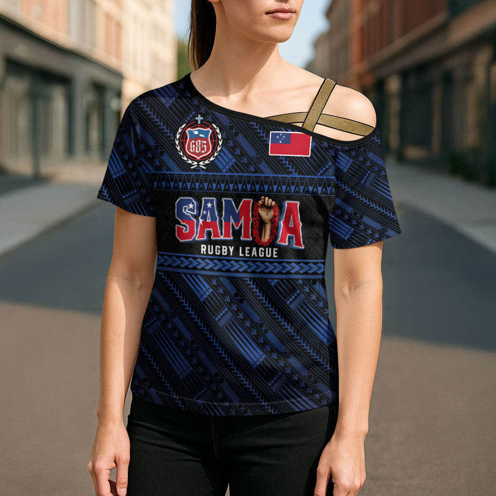 Toa Samoa Rugby Cross Shoulder Shirt Siva Tau - Samoan Warriors Pacific Pattern LT03 - Polynesian Pride