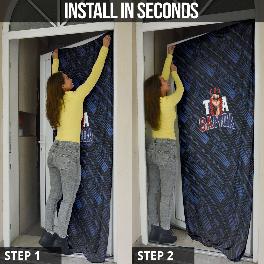 Toa Samoa Rugby Door Cover Siva Tau - Samoan Warriors Pacific Pattern LT03 - Polynesian Pride