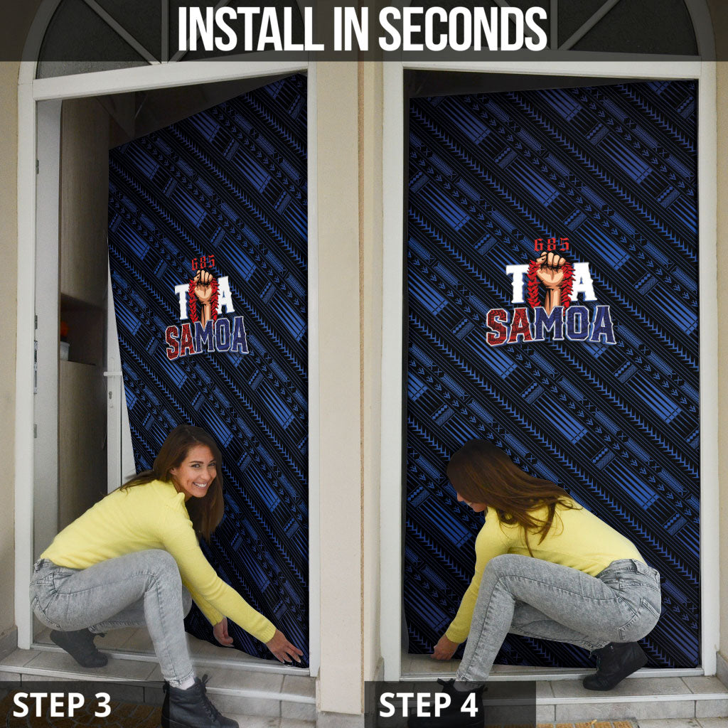 Toa Samoa Rugby Door Cover Siva Tau - Samoan Warriors Pacific Pattern LT03 - Polynesian Pride
