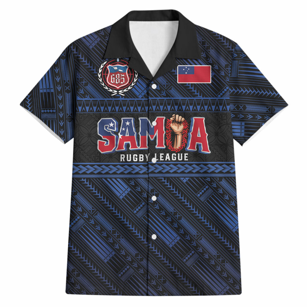 Toa Samoa Rugby Hawaiian Shirt Siva Tau - Samoan Warriors Pacific Pattern LT03 Navy - Polynesian Pride