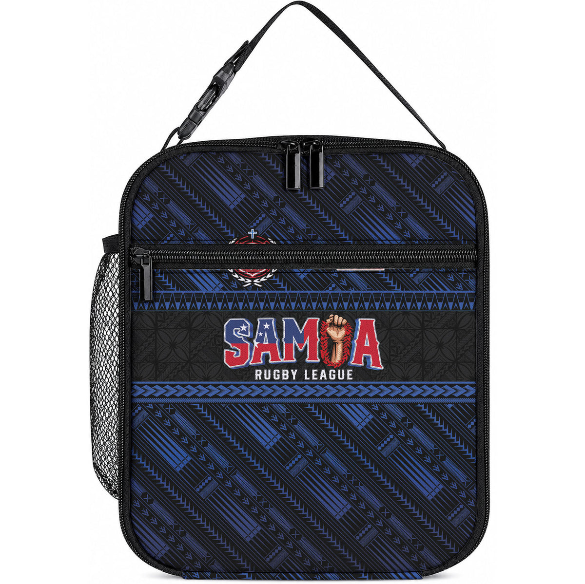 Toa Samoa Rugby Lunch Bag Siva Tau - Samoan Warriors Pacific Pattern LT03 10.2 × 8.3 × 4.3 inch Navy - Polynesian Pride