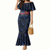 Toa Samoa Rugby Mermaid Dress Siva Tau - Samoan Warriors Pacific Pattern LT03 Women Navy - Polynesian Pride