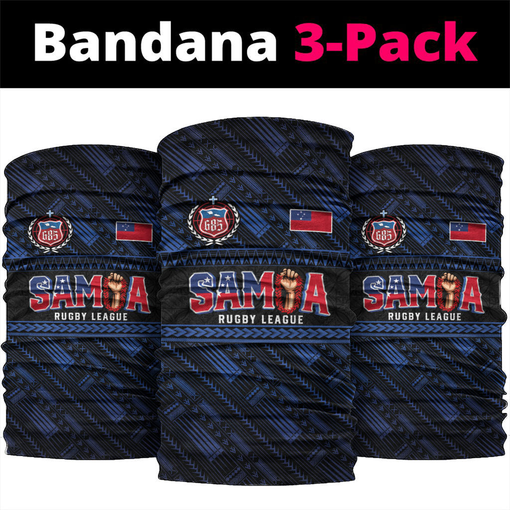 Toa Samoa Rugby Neck Gaiter Siva Tau - Samoan Warriors Pacific Pattern LT03 package One Size: 25*50cm Navy - Polynesian Pride