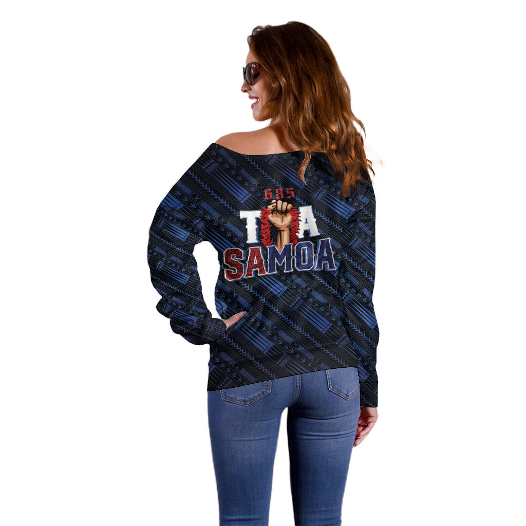 Toa Samoa Rugby Off Shoulder Sweater Siva Tau - Samoan Warriors Pacific Pattern LT03 - Polynesian Pride