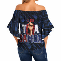 Toa Samoa Rugby Off Shoulder Wrap Waist Top Siva Tau - Samoan Warriors Pacific Pattern LT03 - Polynesian Pride