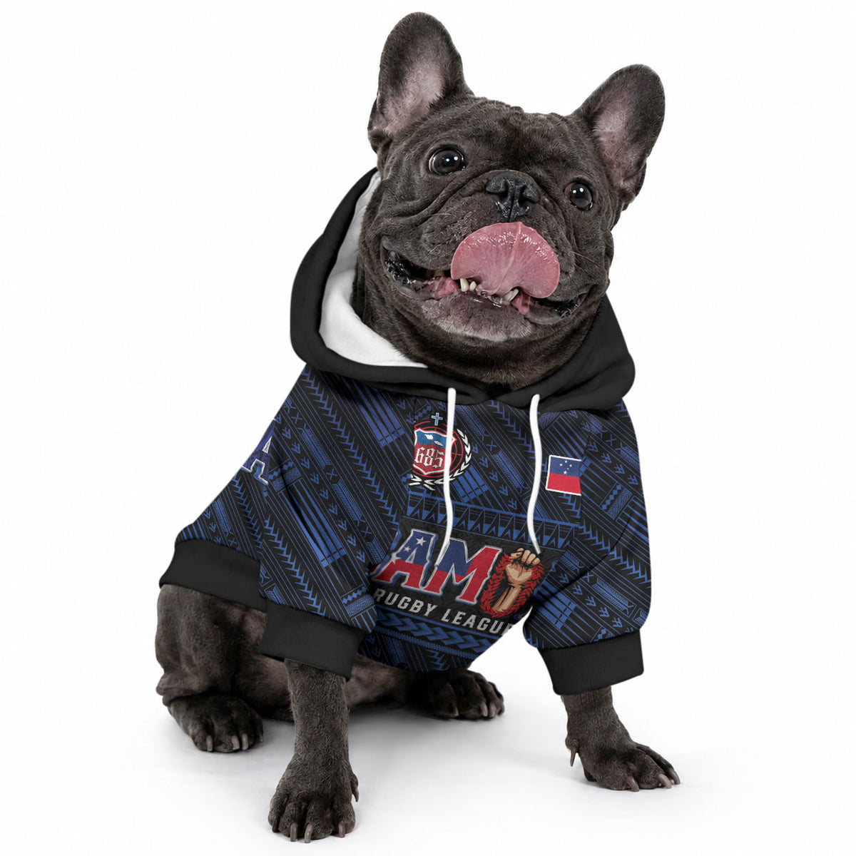 Toa Samoa Rugby Pet Hoodie Siva Tau - Samoan Warriors Pacific Pattern LT03 - Polynesian Pride