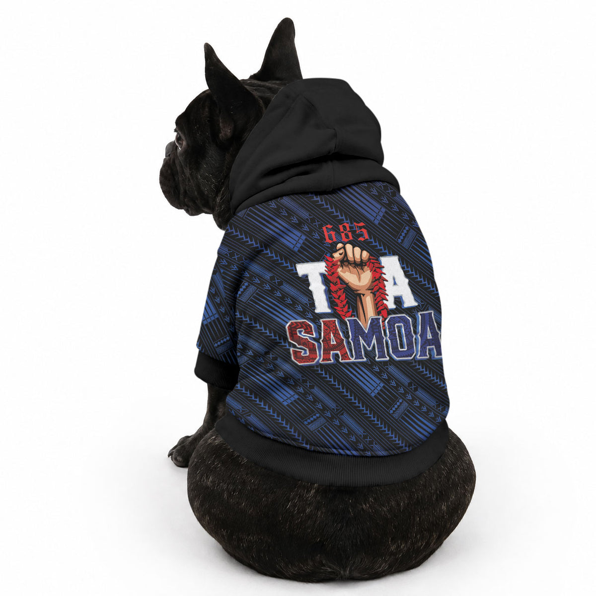 Toa Samoa Rugby Pet Hoodie Siva Tau - Samoan Warriors Pacific Pattern LT03 - Polynesian Pride