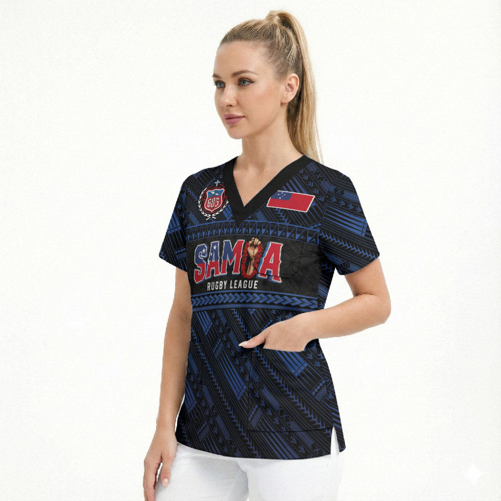 Toa Samoa Rugby Scrub Top Siva Tau - Samoan Warriors Pacific Pattern LT03 - Polynesian Pride