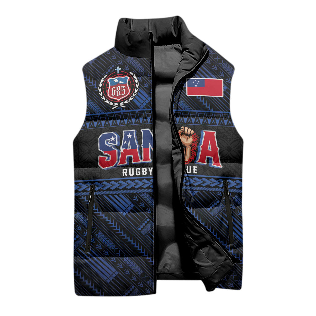 Toa Samoa Rugby Sleeveless Puffer Jacket Siva Tau - Samoan Warriors Pacific Pattern LT03 - Polynesian Pride