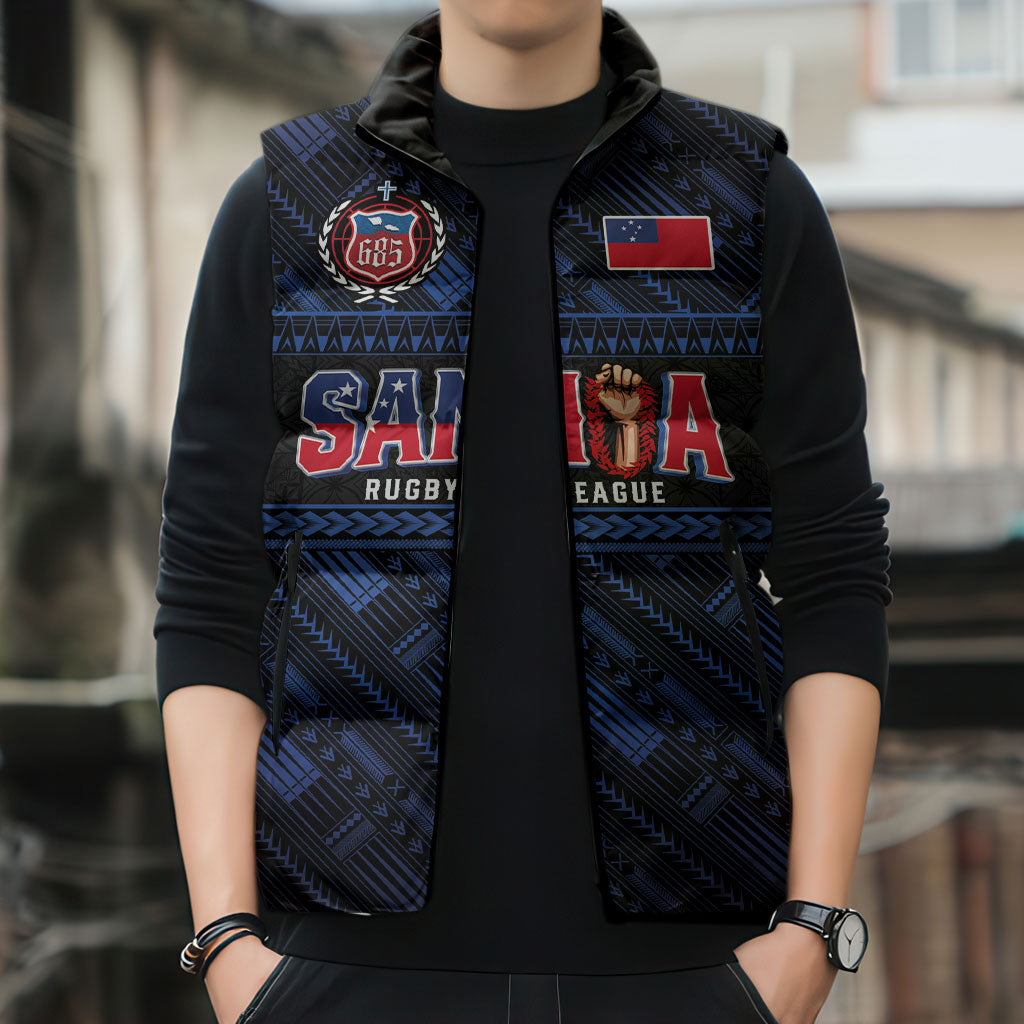 Toa Samoa Rugby Sleeveless Puffer Jacket Siva Tau - Samoan Warriors Pacific Pattern LT03 - Polynesian Pride