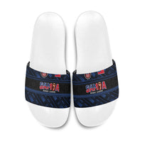 Toa Samoa Rugby Slide Sandals Siva Tau - Samoan Warriors Pacific Pattern LT03 Navy - Polynesian Pride