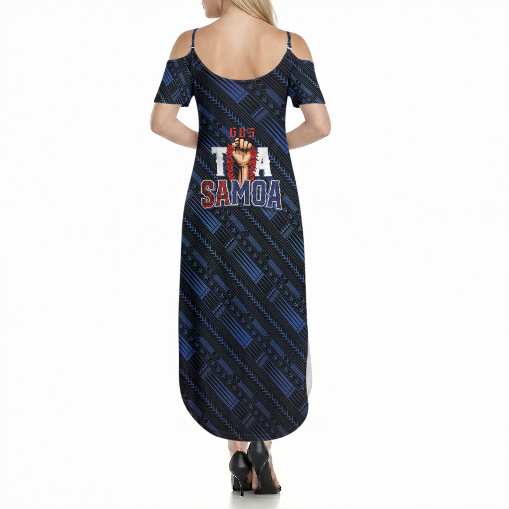 Toa Samoa Rugby Summer Maxi Dress Siva Tau - Samoan Warriors Pacific Pattern LT03 - Polynesian Pride