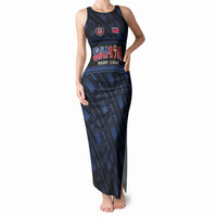 Toa Samoa Rugby Tank Maxi Dress Siva Tau - Samoan Warriors Pacific Pattern LT03 Women Navy - Polynesian Pride