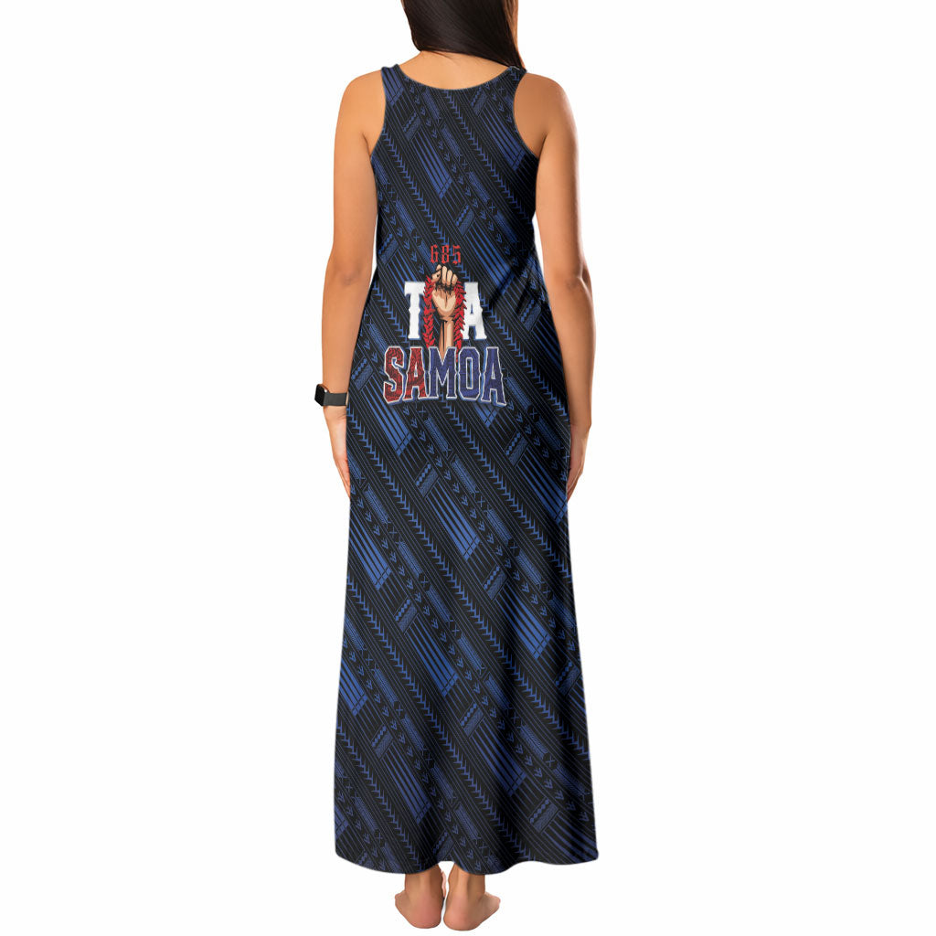 Toa Samoa Rugby Tank Maxi Dress Siva Tau - Samoan Warriors Pacific Pattern LT03 - Polynesian Pride