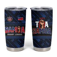 Toa Samoa Rugby Tumbler Cup Siva Tau - Samoan Warriors Pacific Pattern LT03 Navy - Polynesian Pride