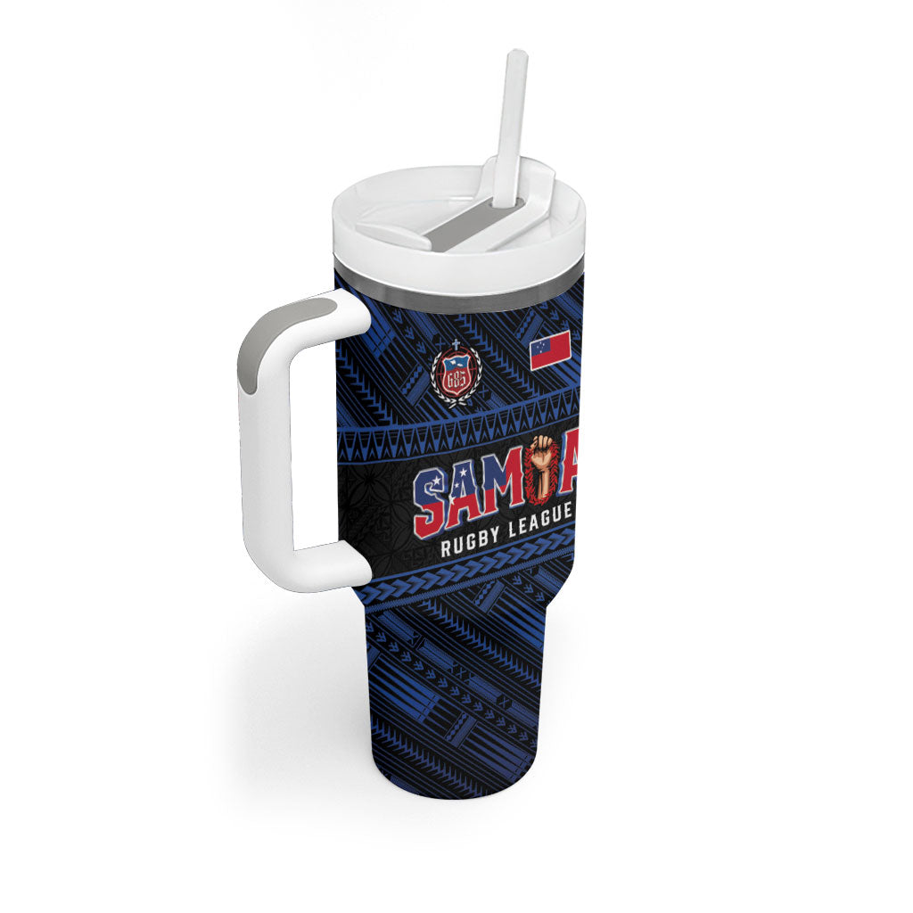 Toa Samoa Rugby Tumbler With Handle Siva Tau - Samoan Warriors Pacific Pattern LT03 - Polynesian Pride