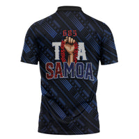 Toa Samoa Rugby Zipper Polo Shirt Siva Tau - Samoan Warriors Pacific Pattern LT03 - Polynesian Pride