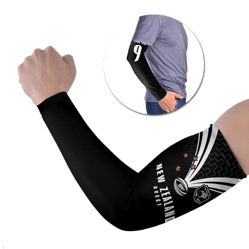 New Zealand Maori Rugby Custom Arm Sleeves Aotearoa Tribal Motif Retro Concept LT03 Set of 2 Black - Polynesian Pride