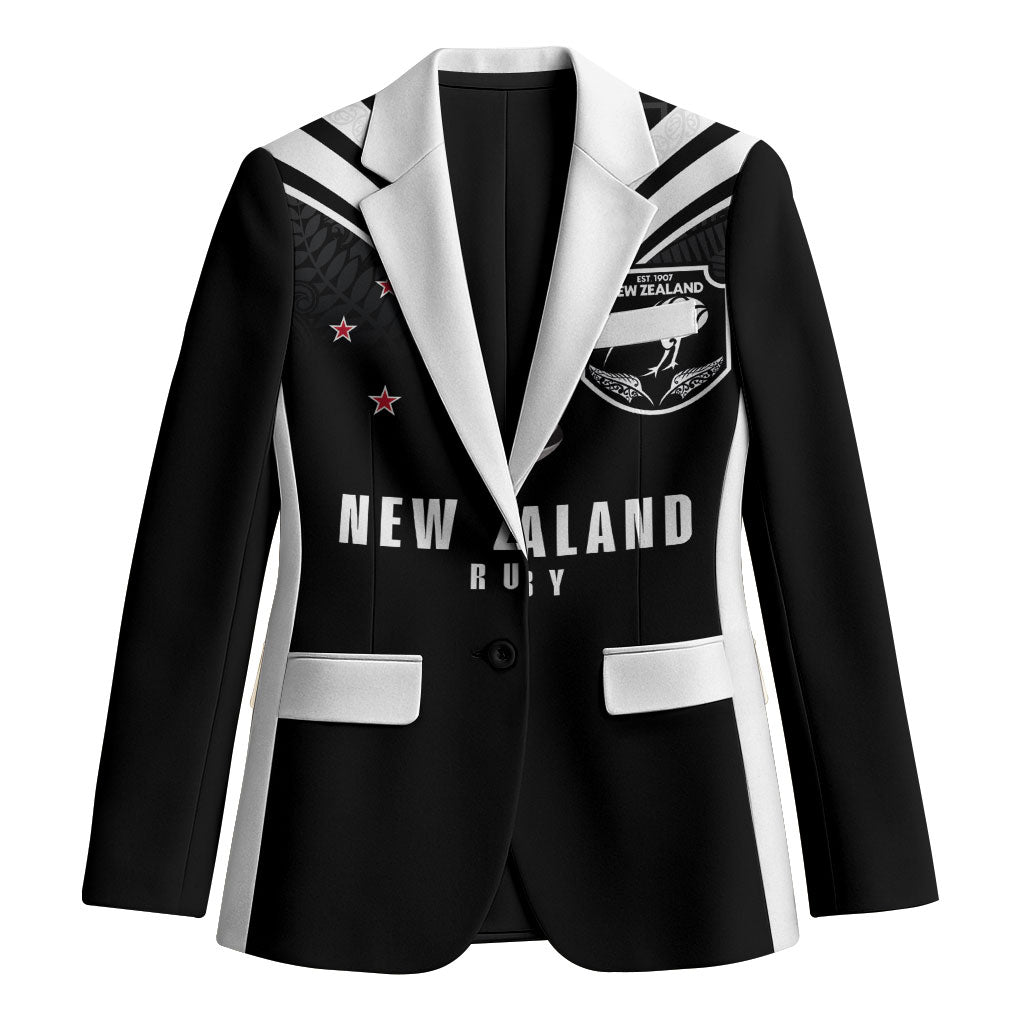 New Zealand Maori Rugby Custom Blazer Aotearoa Tribal Motif Retro Concept LT03 Unisex Black - Polynesian Pride