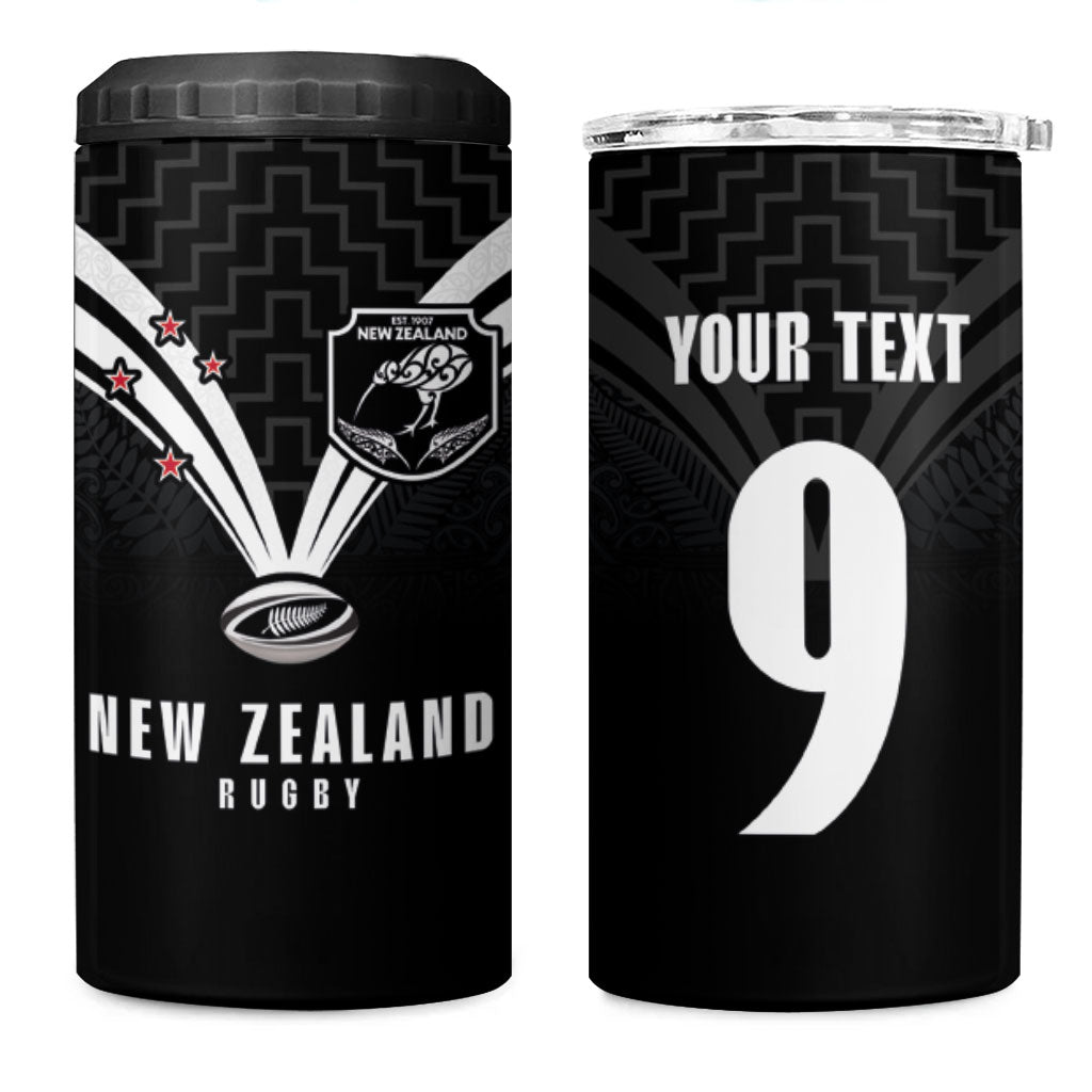 New Zealand Maori Rugby Custom 4 in 1 Can Cooler Tumbler Aotearoa Tribal Motif Retro Concept LT03 One Size: 16 oz Black - Polynesian Pride
