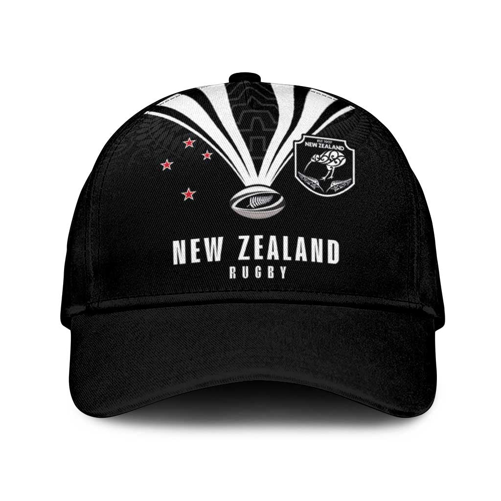 New Zealand Maori Rugby Classic Cap Aotearoa Tribal Motif Retro Concept LT03 Universal Fit Black - Polynesian Pride
