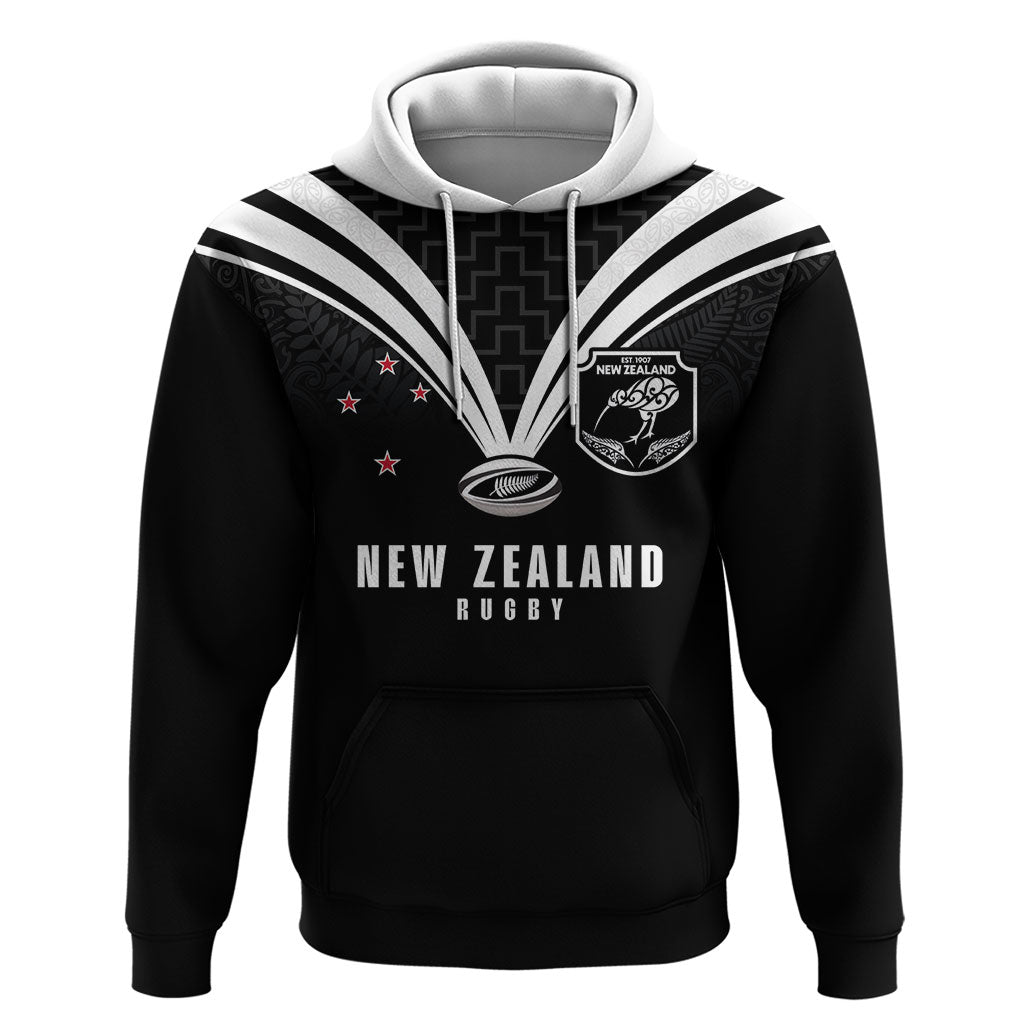 New Zealand Maori Rugby Custom Hoodie Aotearoa Tribal Motif Retro Concept LT03 Pullover Hoodie Black - Polynesian Pride