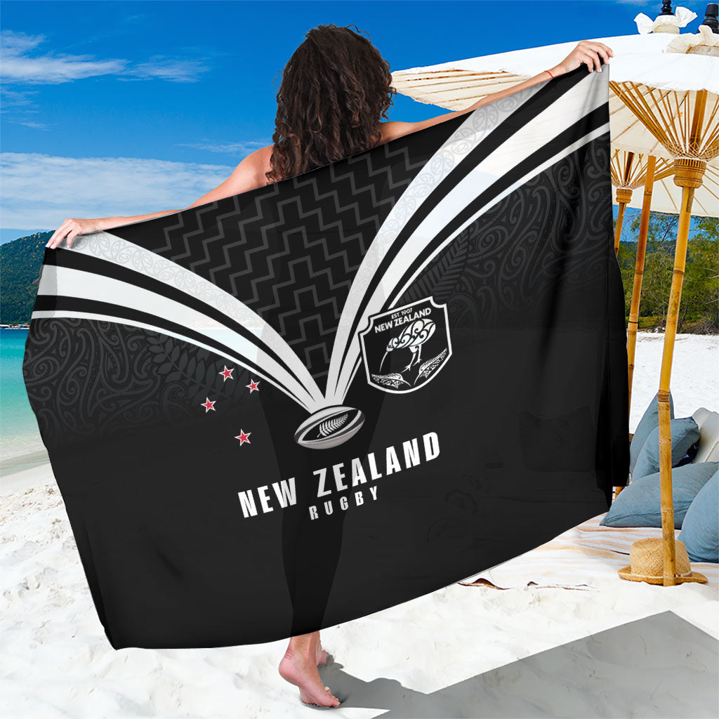 New Zealand Maori Rugby Sarong Aotearoa Tribal Motif Retro Concept LT03 One Size 44 x 66 inches Black - Polynesian Pride