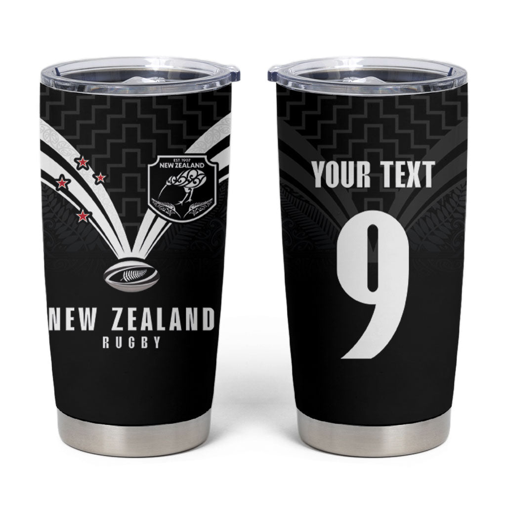New Zealand Maori Rugby Custom Tumbler Cup Aotearoa Tribal Motif Retro Concept LT03 Black - Polynesian Pride