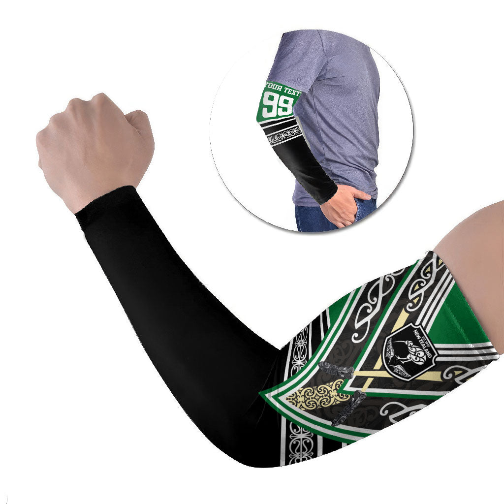 New Zealand Maori Rugby Custom Arm Sleeves Aotearoa Koru Geometric - Naturalistic Green LT03 Set of 2 Green - Polynesian Pride