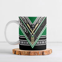 New Zealand Maori Rugby Ceramic Mug Aotearoa Koru Geometric - Naturalistic Green LT03 Green - Polynesian Pride