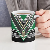 New Zealand Maori Rugby Ceramic Mug Aotearoa Koru Geometric - Naturalistic Green LT03 - Polynesian Pride