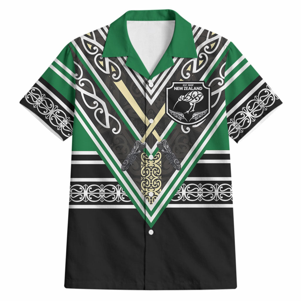 New Zealand Maori Rugby Custom Hawaiian Shirt Aotearoa Koru Geometric - Naturalistic Green LT03 Green - Polynesian Pride