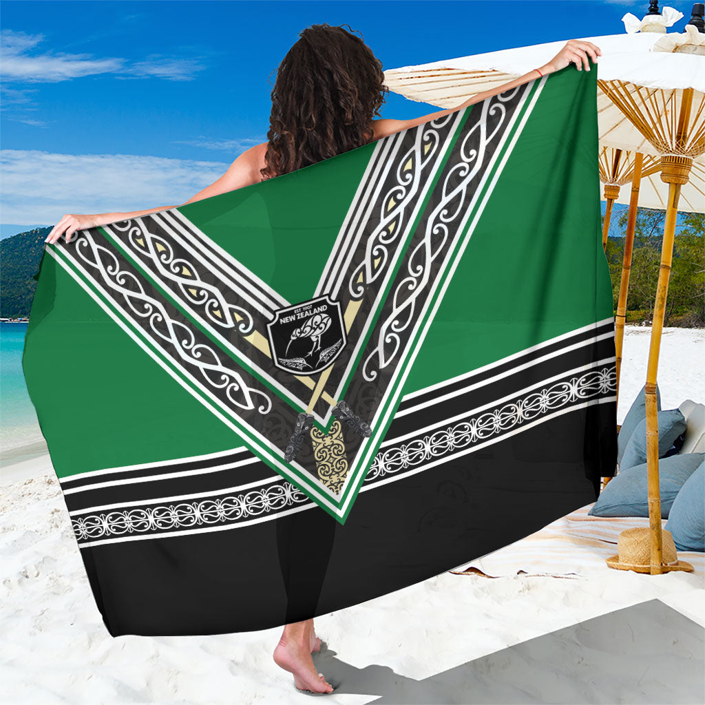 New Zealand Maori Rugby Sarong Aotearoa Koru Geometric - Naturalistic Green LT03 One Size 44 x 66 inches Green - Polynesian Pride
