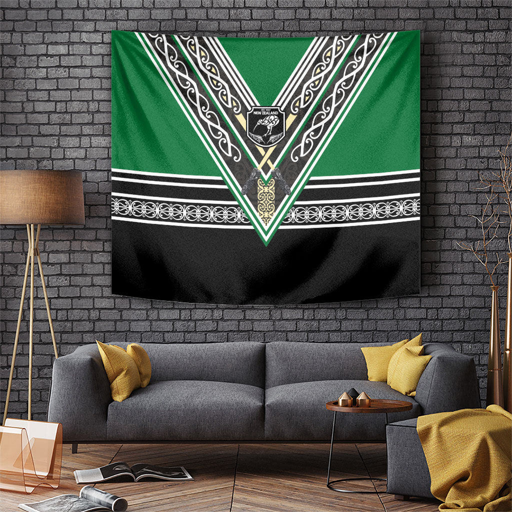 New Zealand Maori Rugby Tapestry Aotearoa Koru Geometric - Naturalistic Green LT03 Green - Polynesian Pride