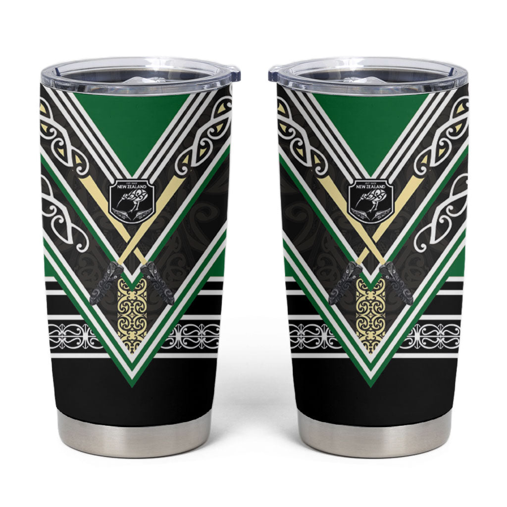 New Zealand Maori Rugby Tumbler Cup Aotearoa Koru Geometric - Naturalistic Green LT03 Green - Polynesian Pride