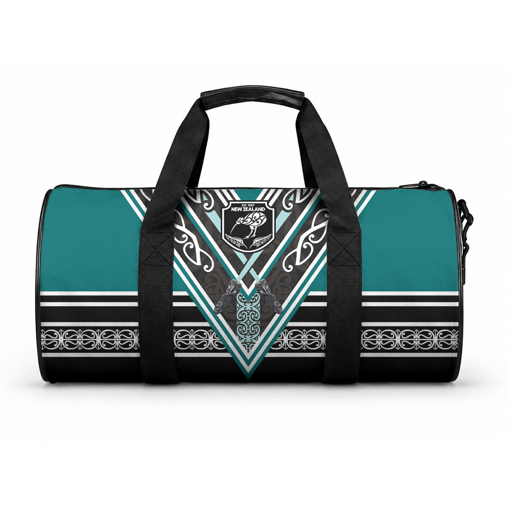 New Zealand Maori Rugby Duffle Bag Aotearoa Koru Geometric - Oceanic Color LT03 One size Turquoise - Polynesian Pride