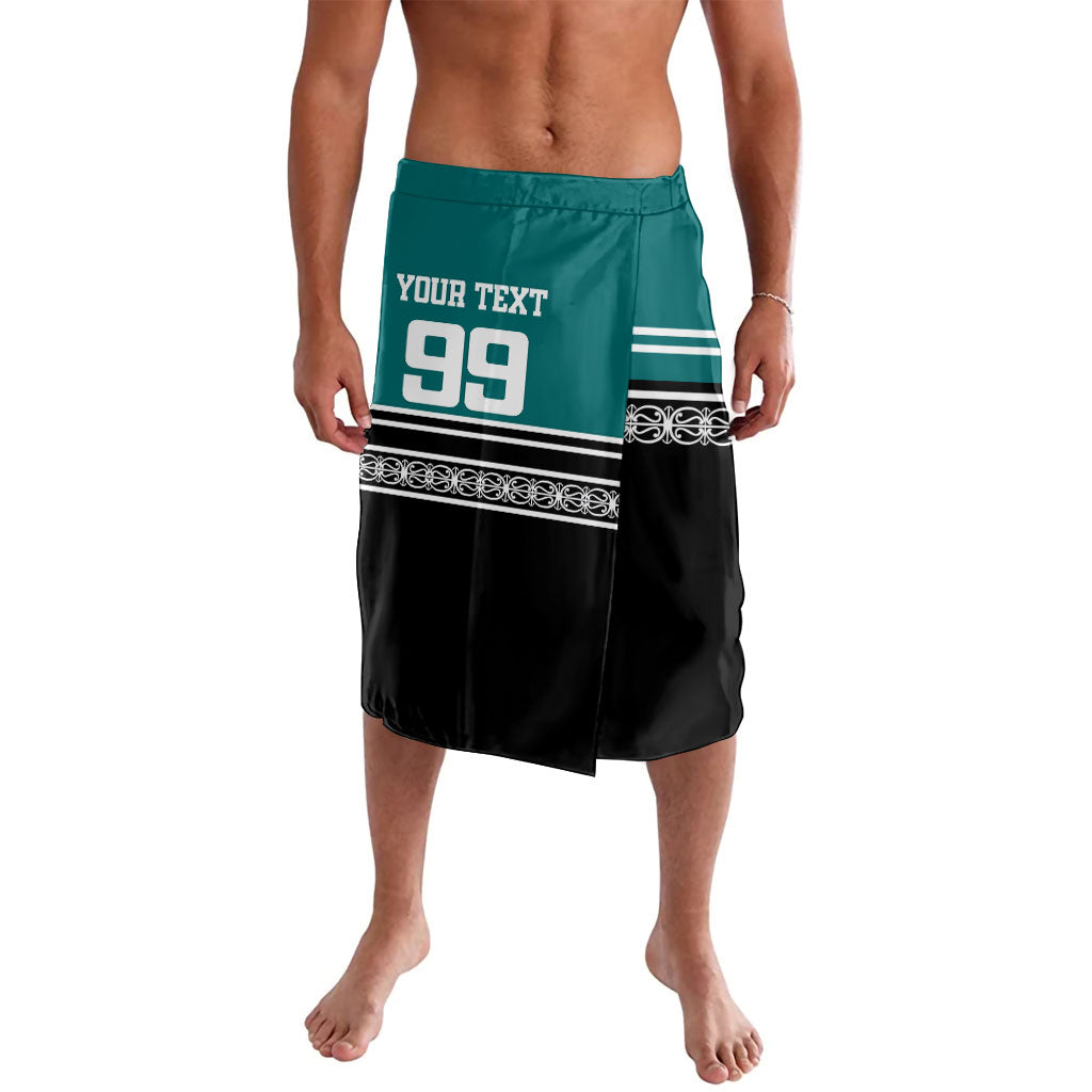 New Zealand Maori Rugby Custom Lavalava Aotearoa Koru Geometric - Oceanic Color LT03 Turquoise - Polynesian Pride