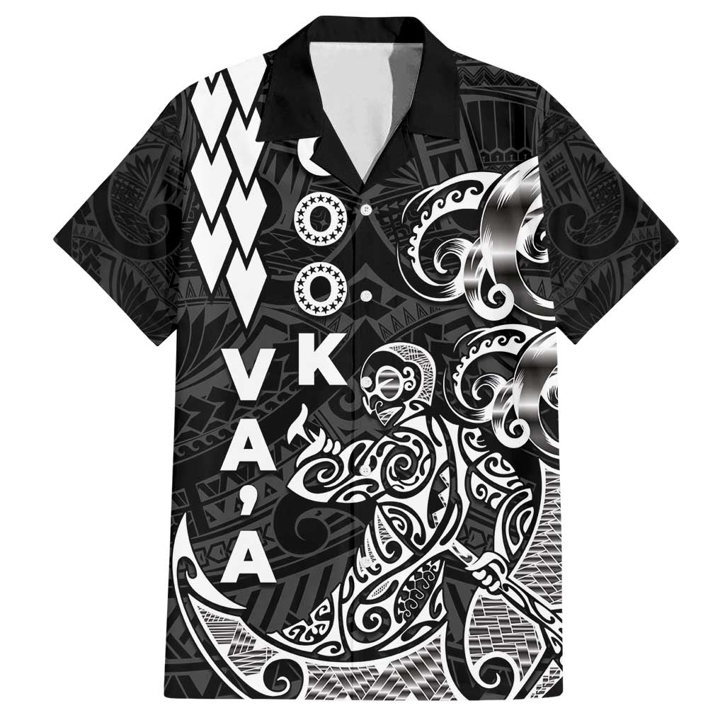 Cook Islands Va'a Polynesian Art Tattoo Family Matching Long Sleeve Bodycon Dress and Hawaiian Shirt Black Color LT03 Dad's Shirt - Short Sleeve Black - Polynesian Pride