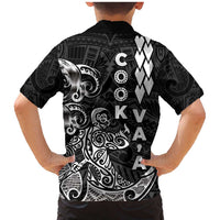 Cook Islands Va'a Polynesian Art Tattoo Family Matching Mermaid Dress and Hawaiian Shirt Black Color LT03 - Polynesian Pride