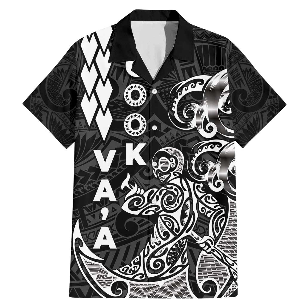 Cook Islands Va'a Polynesian Art Tattoo Family Matching Mermaid Dress and Hawaiian Shirt Black Color LT03 Dad's Shirt - Short Sleeve Black - Polynesian Pride