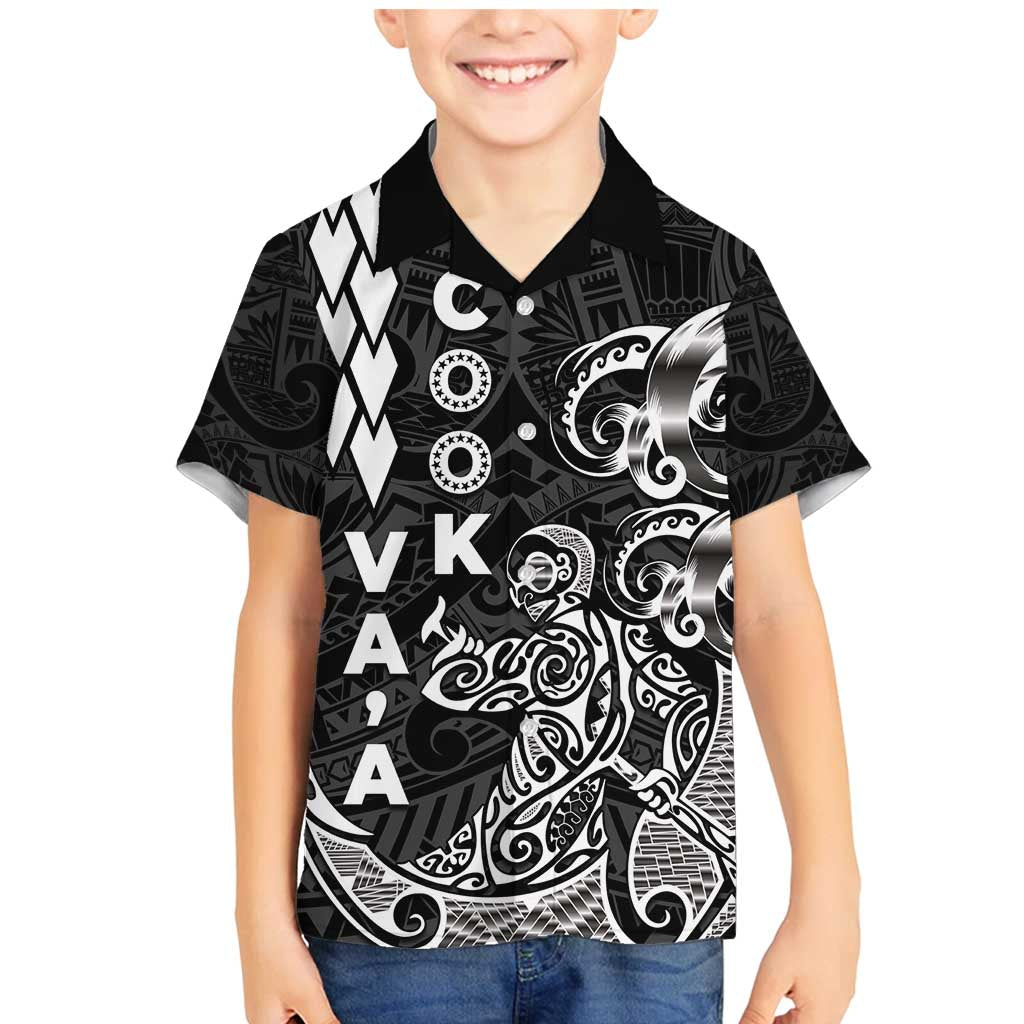 Cook Islands Va'a Polynesian Art Tattoo Family Matching Mermaid Dress and Hawaiian Shirt Black Color LT03 Son's Shirt Black - Polynesian Pride