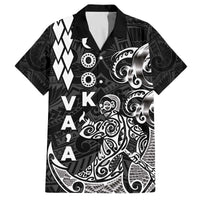 Cook Islands Va'a Polynesian Art Tattoo Family Matching Off The Shoulder Long Sleeve Dress and Hawaiian Shirt Black Color LT03 Dad's Shirt - Short Sleeve Black - Polynesian Pride