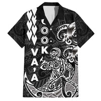 Cook Islands Va'a Polynesian Art Tattoo Family Matching Off Shoulder Maxi Dress and Hawaiian Shirt Black Color LT03 Dad's Shirt - Short Sleeve Black - Polynesian Pride