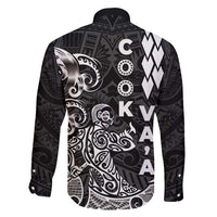 Cook Islands Va'a Polynesian Art Tattoo Family Matching Off Shoulder Maxi Dress and Hawaiian Shirt Black Color LT03 - Polynesian Pride
