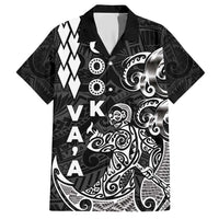 Cook Islands Va'a Polynesian Art Tattoo Family Matching Short Sleeve Bodycon Dress and Hawaiian Shirt Black Color LT03 Dad's Shirt - Short Sleeve Black - Polynesian Pride