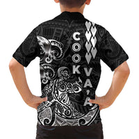 Cook Islands Va'a Polynesian Art Tattoo Family Matching Summer Maxi Dress and Hawaiian Shirt Black Color LT03 - Polynesian Pride