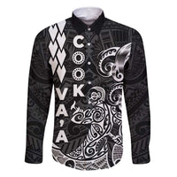 Cook Islands Va'a Polynesian Art Tattoo Family Matching Summer Maxi Dress and Hawaiian Shirt Black Color LT03 Dad's Shirt - Long Sleeve Black - Polynesian Pride